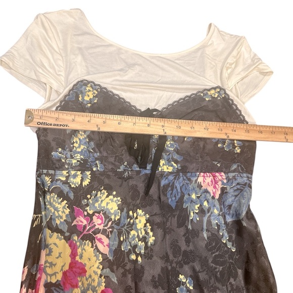Anthropologie Twofer Slip Midi Dress Size Medium Black Floral Side Zipper - Picture 15 of 15